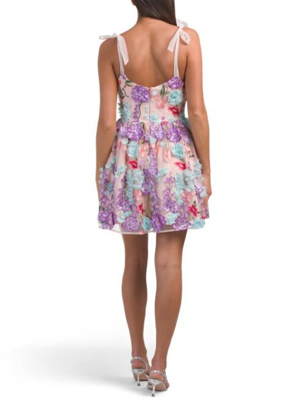 DRESS THE POPULATION Embroidered Floral Mini Cocktail Dress - Picture 2 of 5